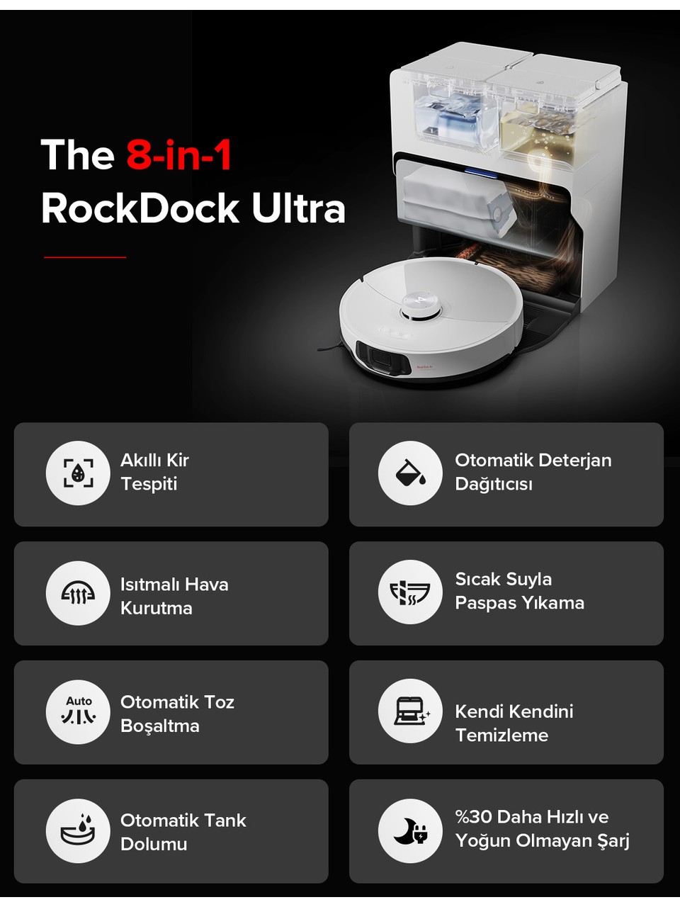 Roborock S8 Maxv Ultra Akıllı Robot Süpürge Beyaz