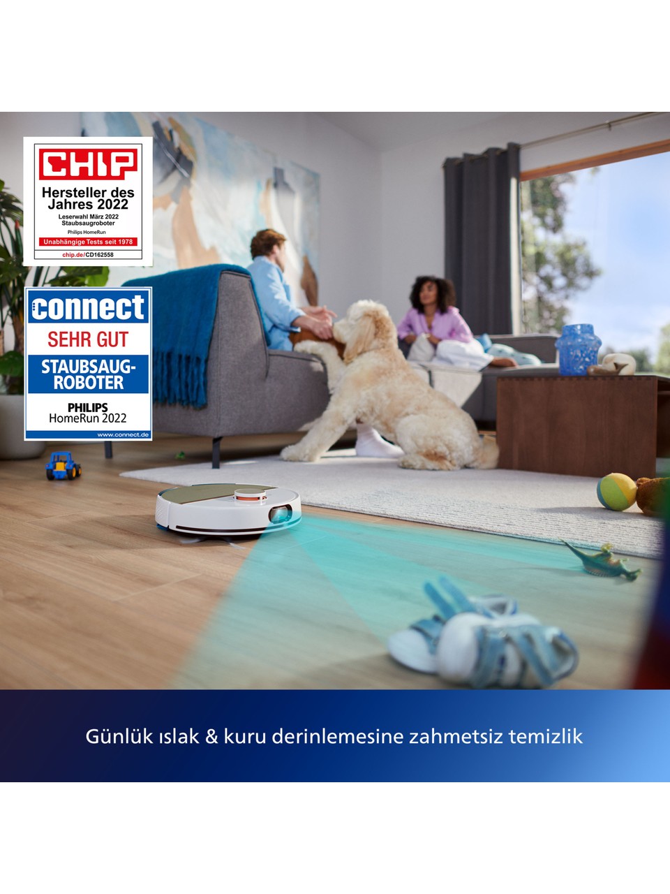 resimler/genel/Philips XU700002 7000 Serisi HomeRun Aqua Islak Kuru Robot Süpürge, Sarj İstasyonlu, İpek Beyaz ve Altın Sarısı