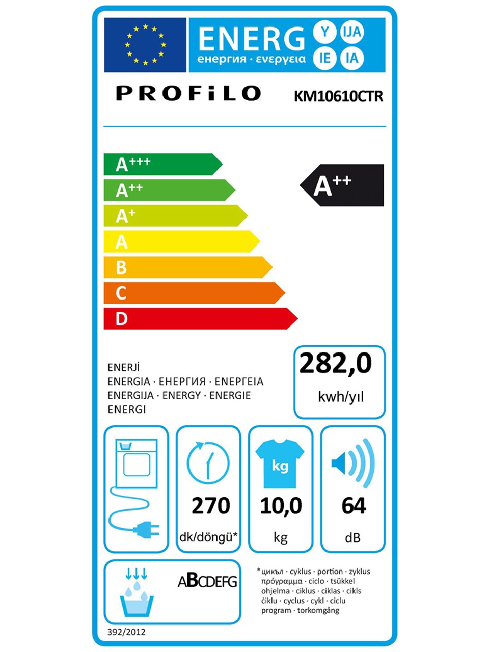 Profilo KM10610CTR A++ 10 kg Isı Pompalı Çamaşır Kurutma Makinesi