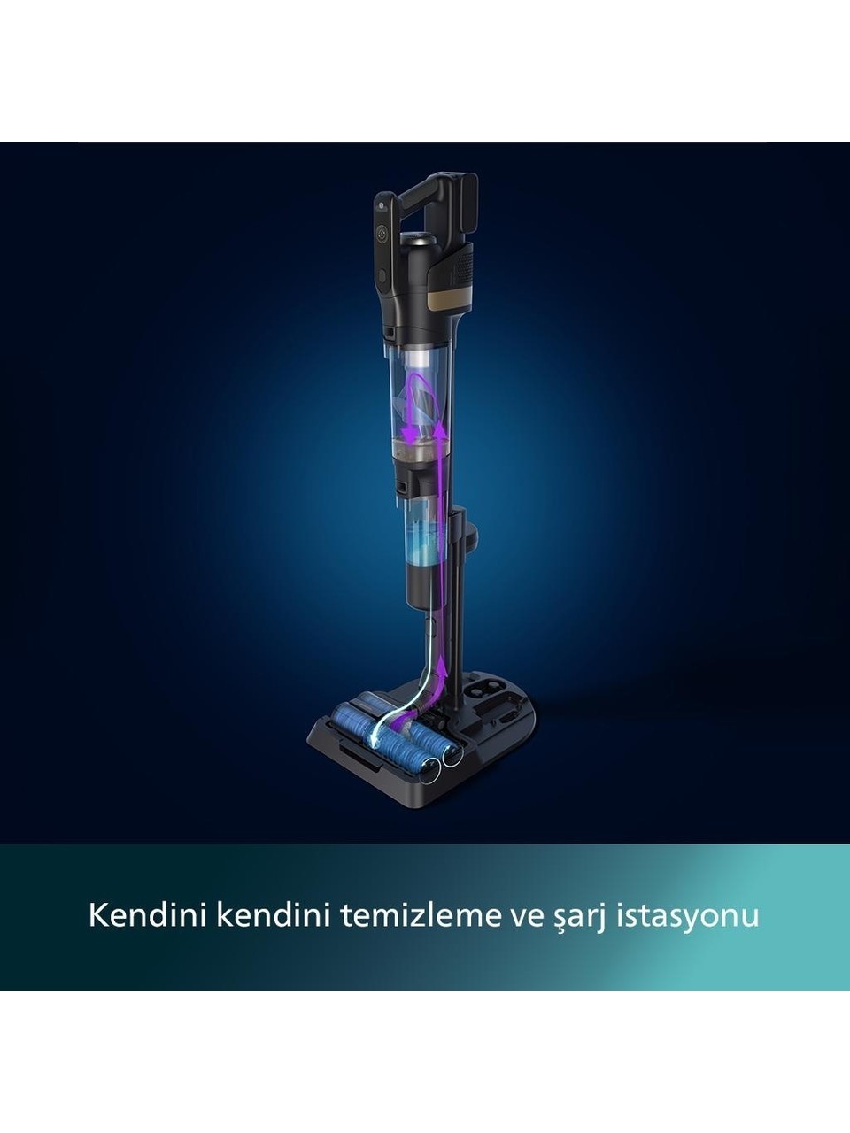 resimler/genel/Philips 9000 Serisi AquaTrio Kablosuz Dikey Süpürge, Otomatik Temizleme ve Şarj İstasyonu​, AquaSpin Başlık, PowerCyclone Aqua