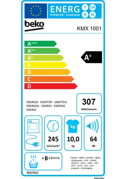 resimler/genel/Beko Kmx 1001 10 kg Isı Pompalı A+ Enerji Sınıfı Çamaşır Kurutma Makinesi