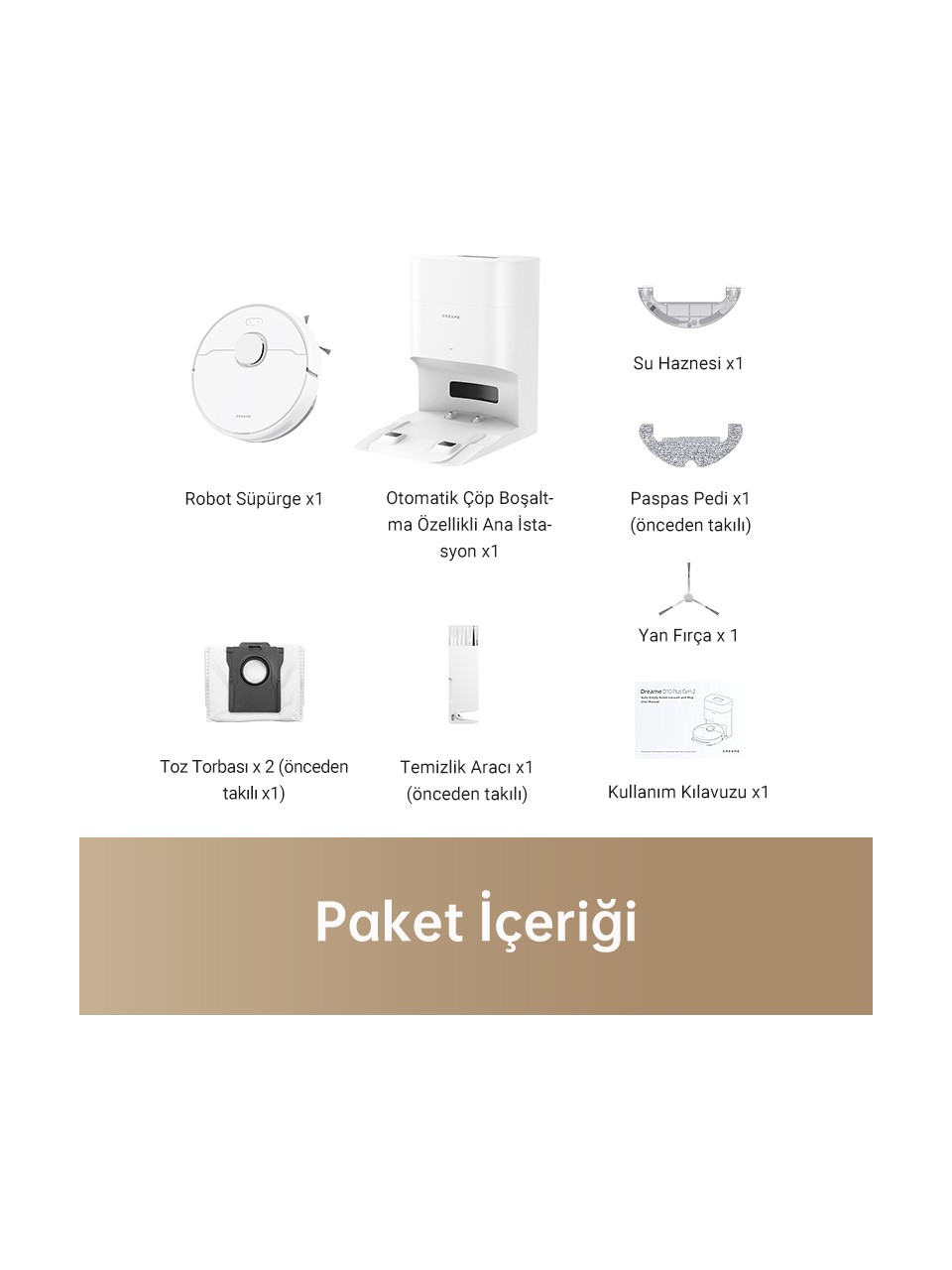 resimler/genel/Dreame D10 Plus Gen 2 Robot Süpürge Beyaz, 6,000PA Emiş Gücü