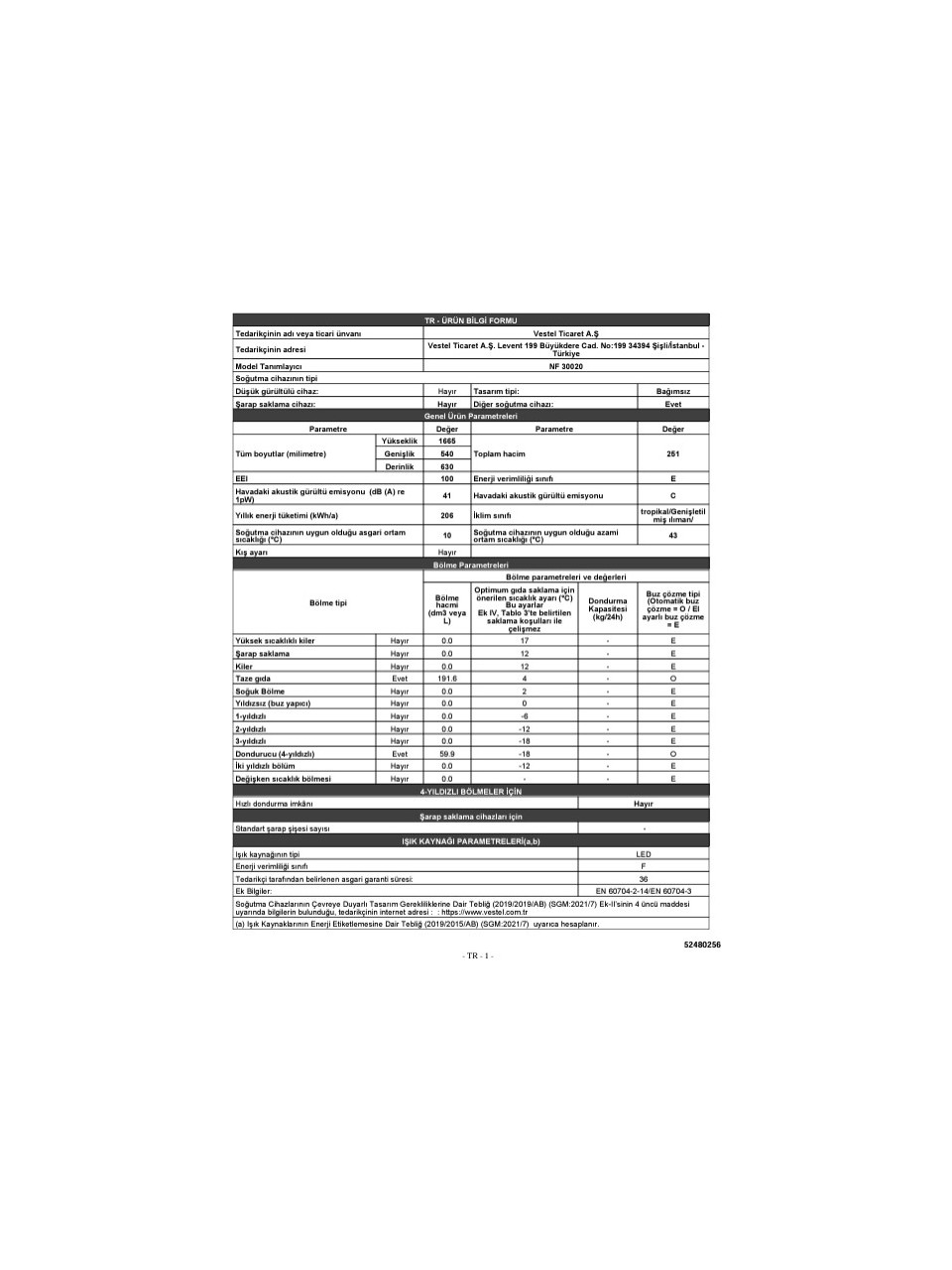 resimler/genel/Regal Nf 30020 251 Lt E Enerji Sınıfı No Frost Buzdolabı