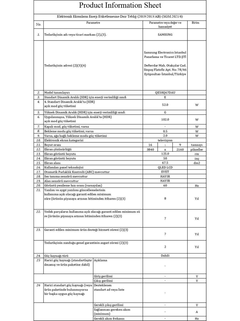 Samsung 50Q67D 50