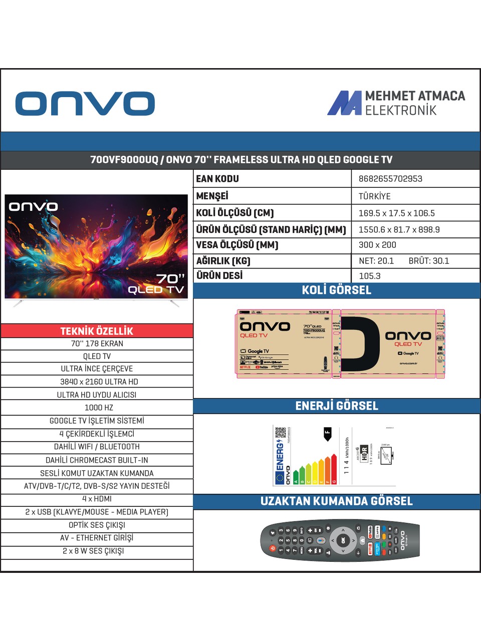 resimler/genel/Onvo 70OVF9000UQ 70'' 178 Ekran Uydu Alıcılı 4K Ultra HD QLED Google Smart TV