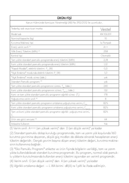 resimler/genel/Vestel KM 106301 10 kg Kurutma Makinesi