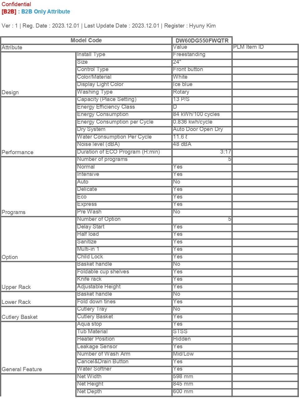 Samsung DW60DG550FWQTR 5 Programlı Bulaşık Makinesi, D Enerji Sınıfı