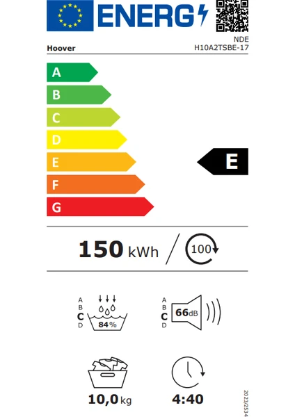 resimler/genel/Hoover NDEH 10A2TSBE-17 10 kg Wi-Fi + Bluetooth Bağlantılı Isı Pompalı Kurutma Makinesi