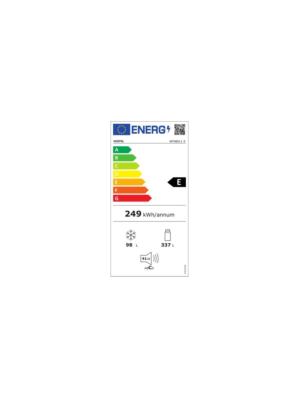 resimler/genel/Vestel NF48011 X E Sınıfı 434 Lt No-Frost Buzdolabı