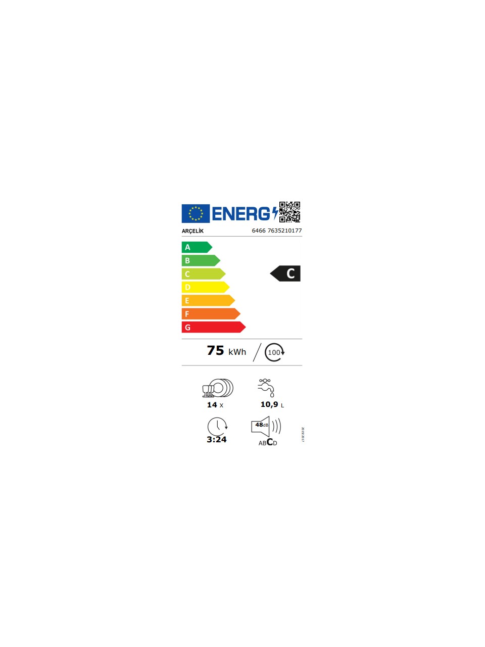 resimler/genel/Arçelik 6466 C Enerji Sınıfı 6 Programlı Bulaşık Makinesi