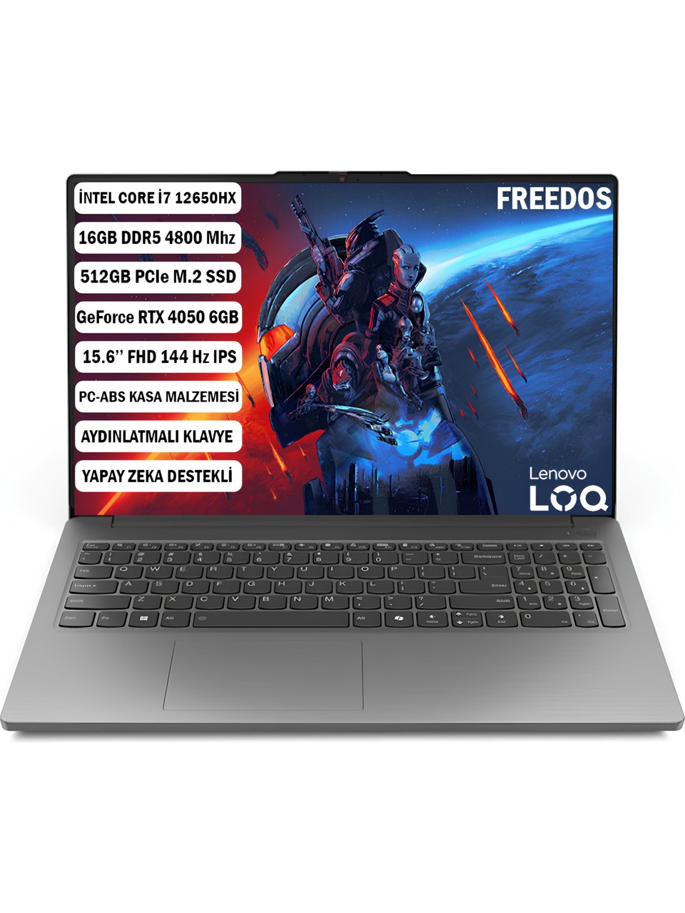 Lenovo LOQ Intel Core i7 12650HX 16GB 512GB SSD RTX4050 Freedos 15.6