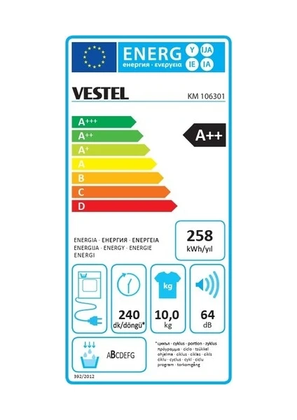 resimler/genel/Vestel KM 106301 10 kg Kurutma Makinesi