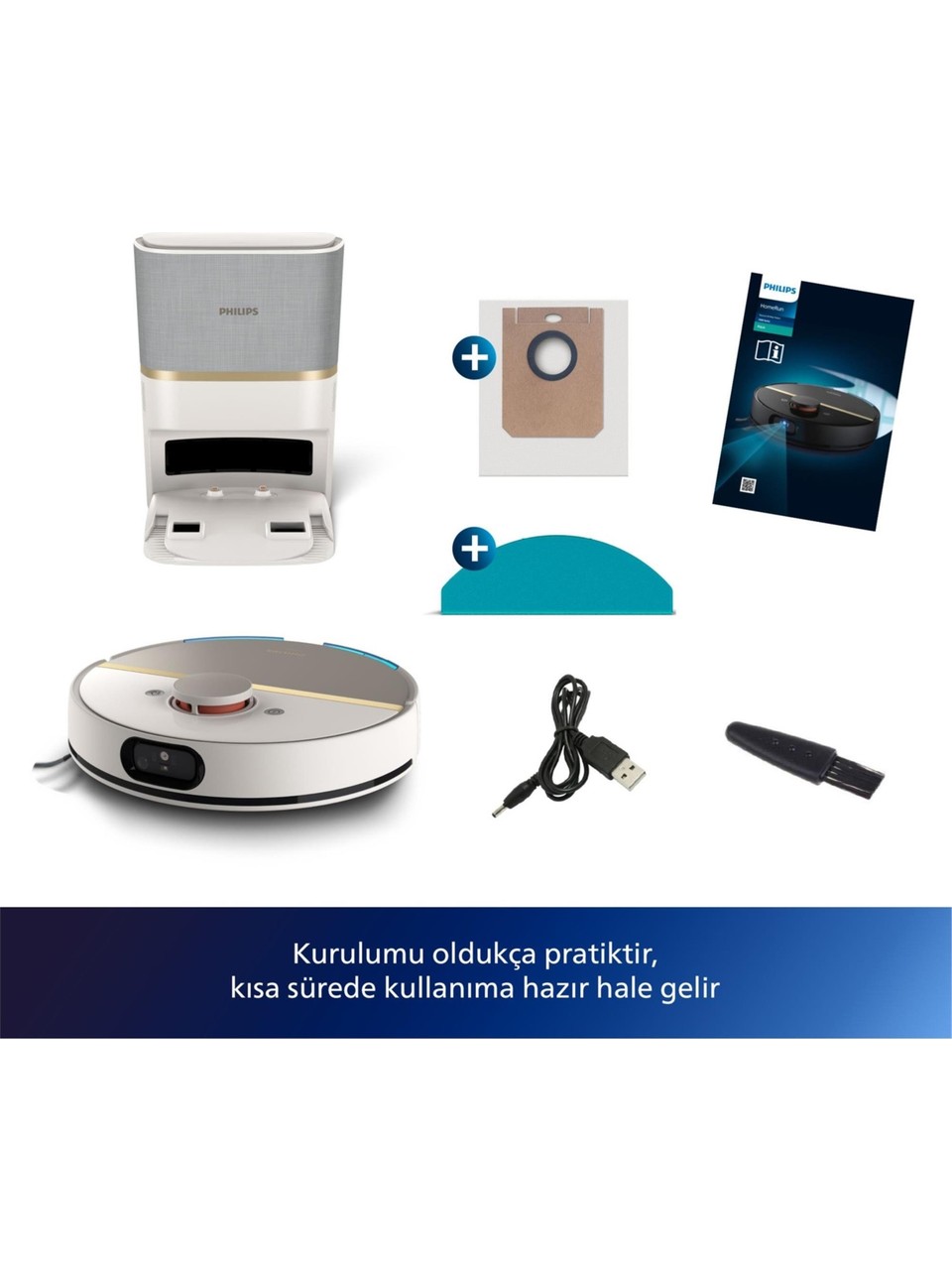 resimler/genel/Philips XU710002 7000 Serisi Islak ve Kuru Otomatik Boşaltma İstasyonlu Beyaz Robot Süpürge Beyaz