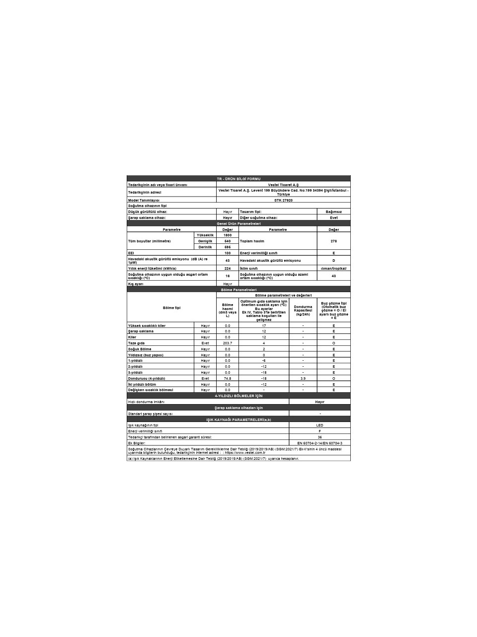 Regal Stk 27920 279 Lt Çift Kapılı Buzdolabı