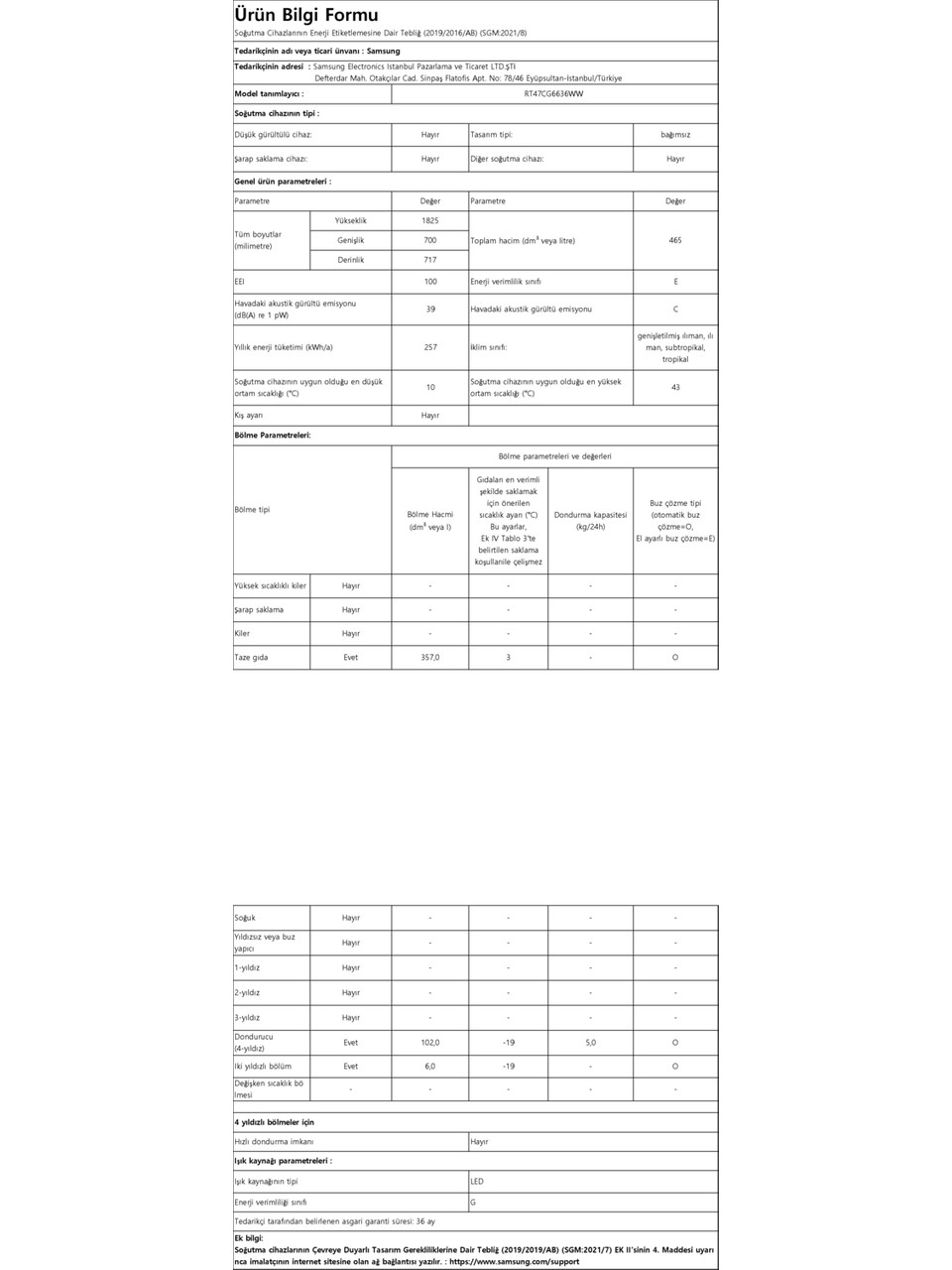 Samsung RT47CG6636WWTR 465 Lt Üstten Donduruculu No-Frost Buzdolabı, Wi-Fi