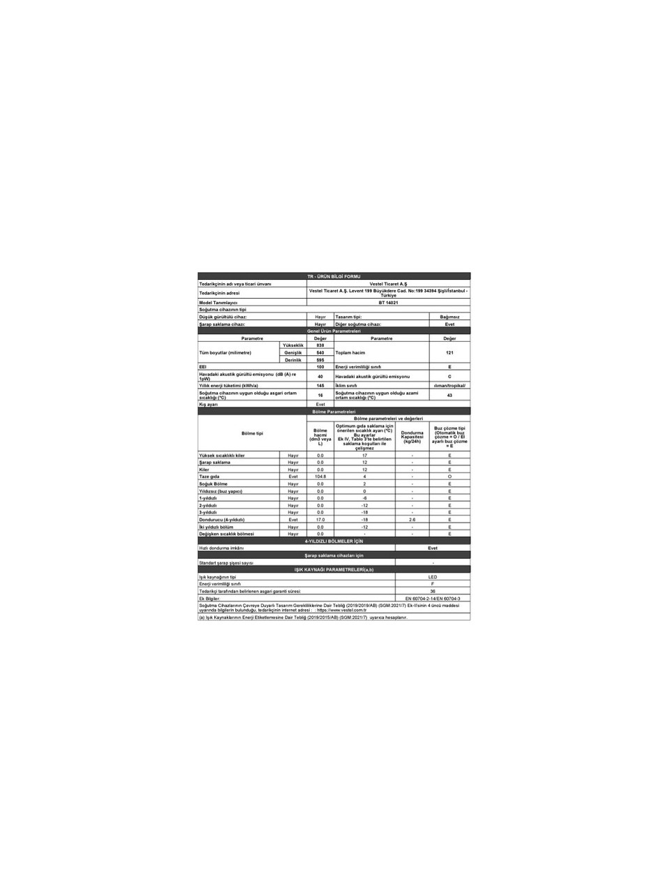 resimler/genel/Regal Bt 14021 121 Lt E Enerji Sınıfı Statik Sığutucu Mini Buzdolabı