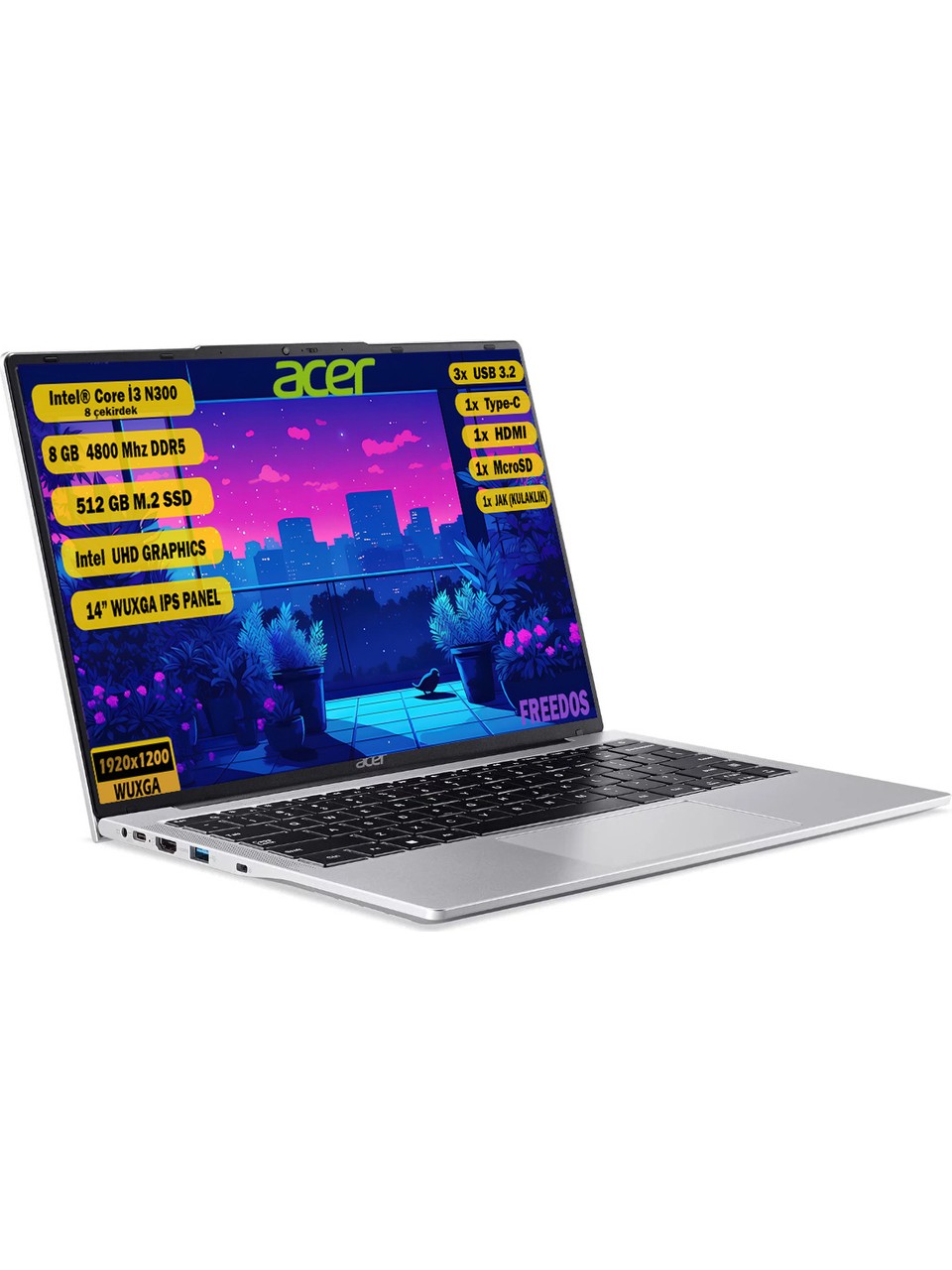 resimler/genel/Acer Aspire Intel Core i3-N300 8 GB 512 GB SSD Freedos 14