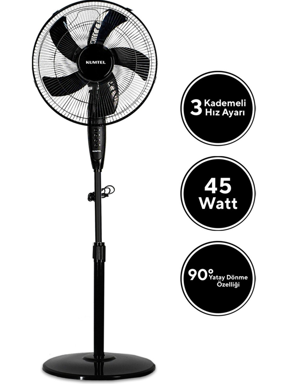 resimler/genel/Kumtel KTF-330 Vantilatör - Siyah - 45 Watt