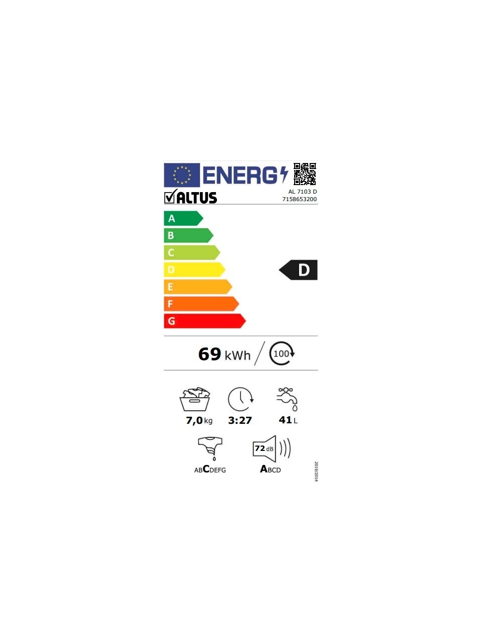 Altus AL 7103 D 1000 Devir 7 kg Çamaşır Makinesi