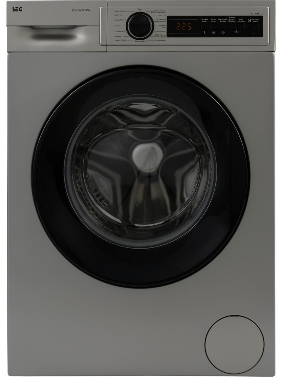SEG Scm 91M10 S Inv 9 Kg 1000 Devir Inverter Buharlı Yıkama Özellikli Gri Çamaşır Makinesi