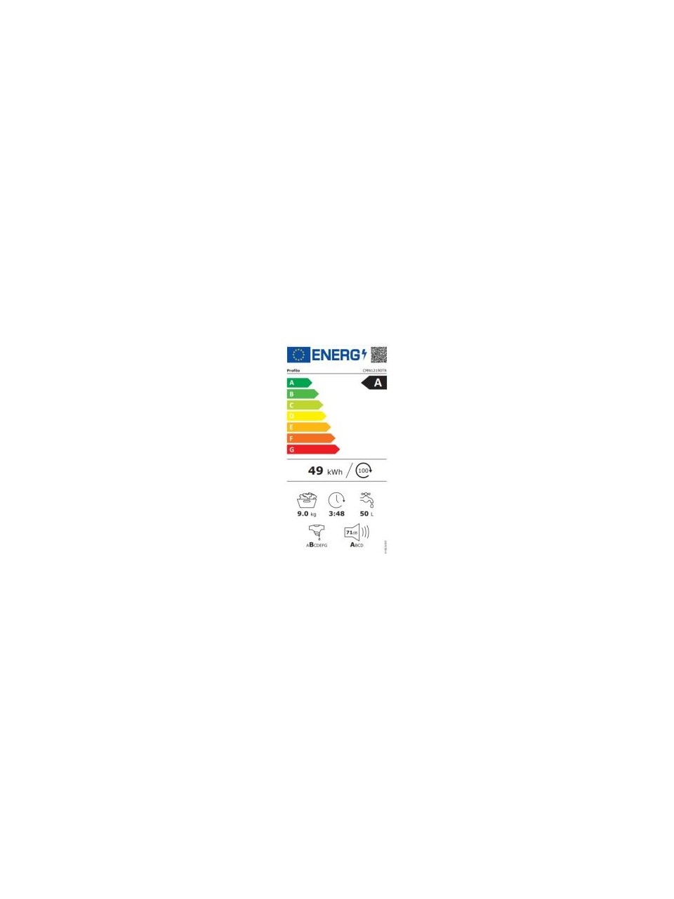 Profilo CMN12190TR A Enerji Sınıfı 9 Kg 1200 Devir Çamaşır Makinesi