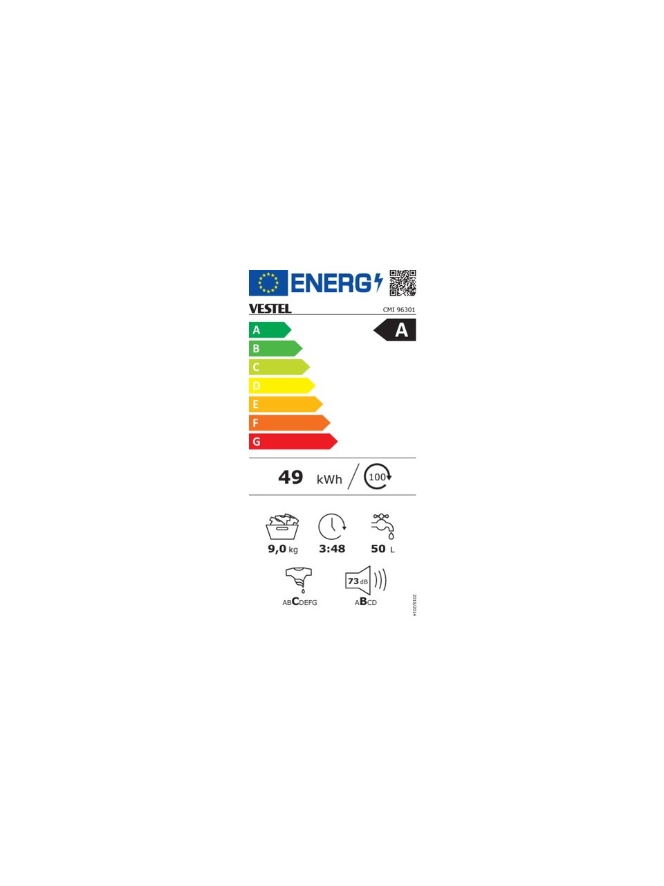 resimler/genel/Vestel CMI 96301 9 Kg 1000 Devir Çamaşır Makinesi