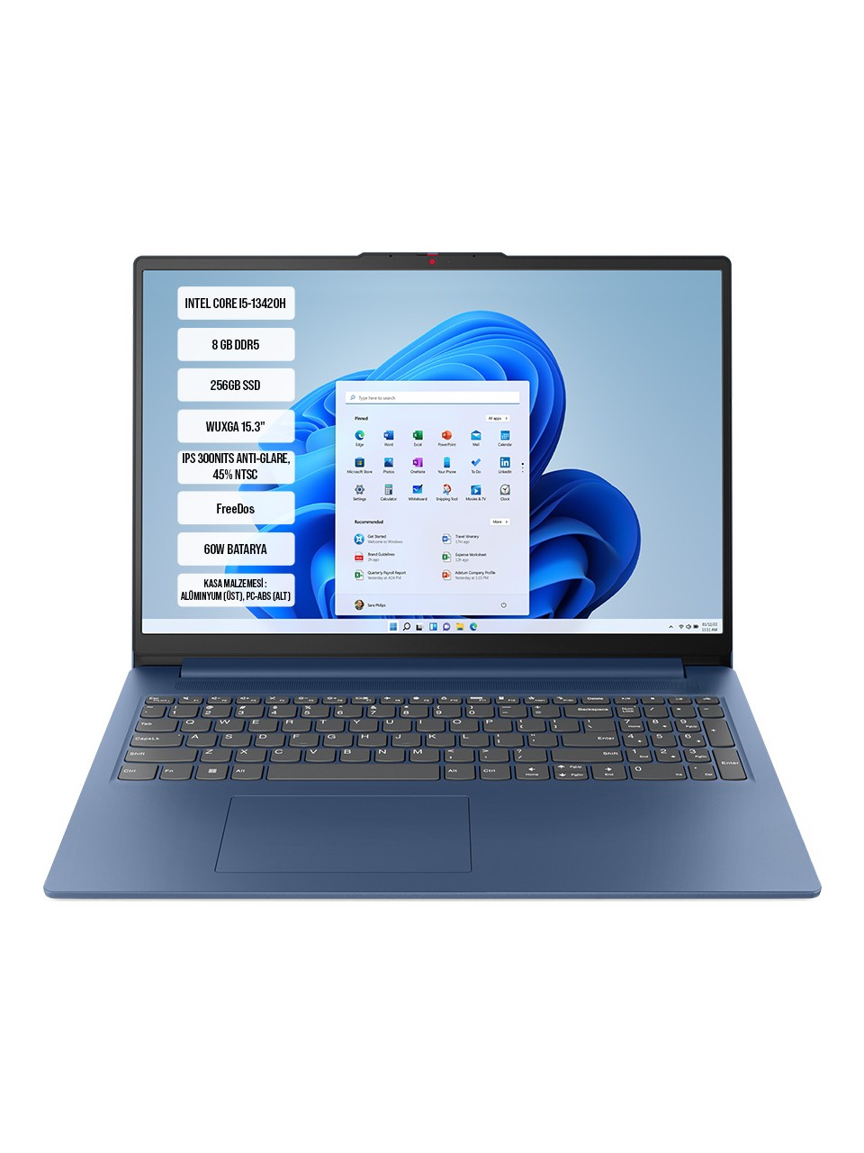 Lenovo Ideapad Slim 3 15IRH10 83K10062TR Intel Core I5-13420H 8gb Ddr5 256GB SSD Wuxga 15.3