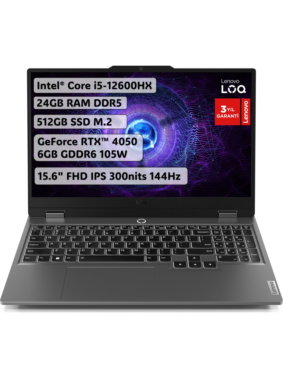 Lenovo LOQ Intel Core i5 12600HX 24GB 512GB SSD RTX4050 Freedos 15.6