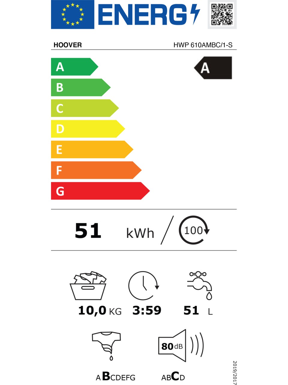 resimler/genel/Hoover HWP 610AMBC  1-S 10 kg Wi-Fi + Bluetooth Bağlantılı 1600 Devir Çamaşır Makinesi