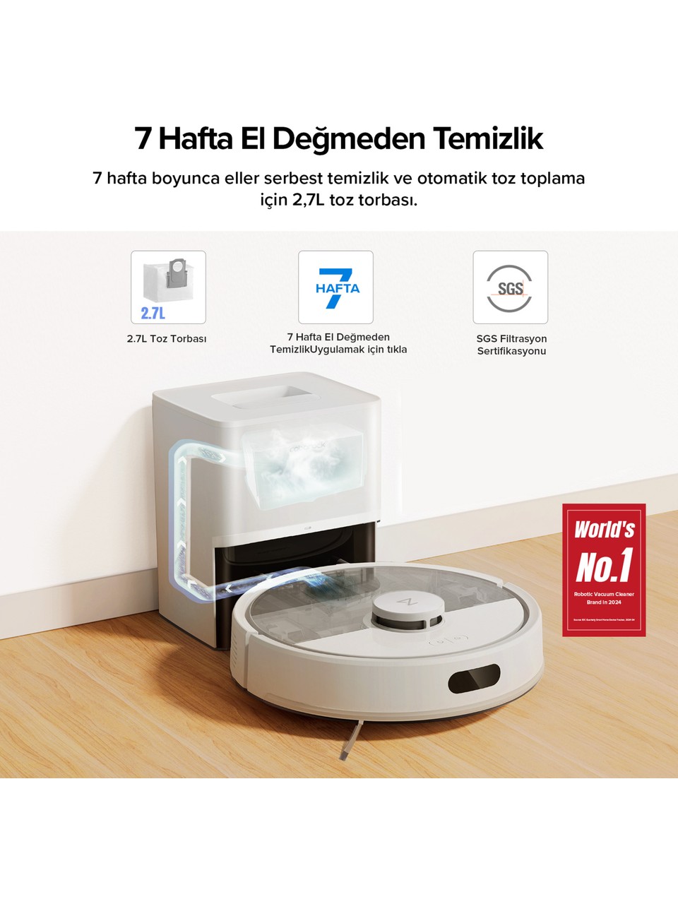 Roborock Q8 Plus Akıllı Robot Robot Süpürge - Beyaz