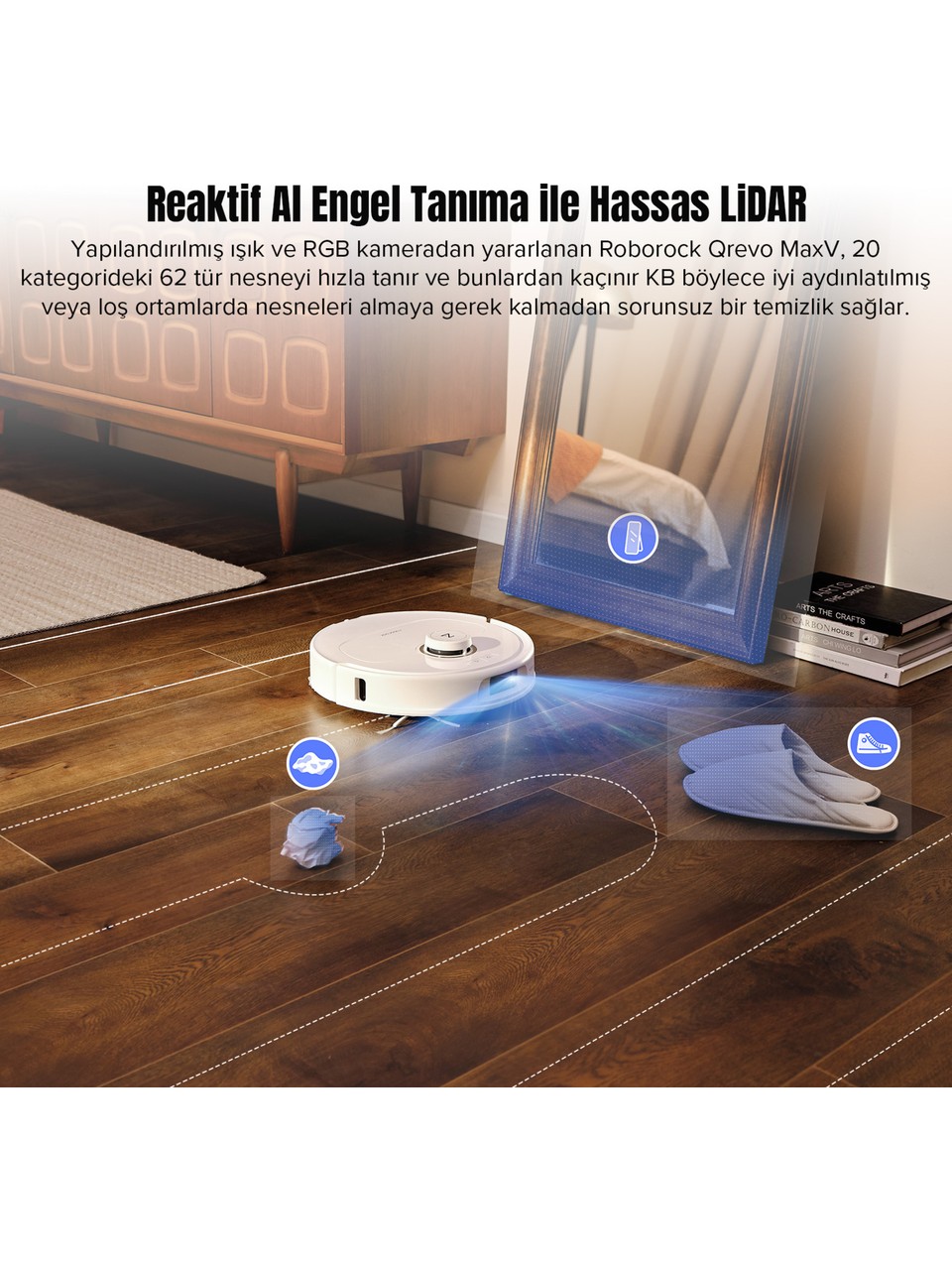 Roborock Qrevo MaxV Akıllı Robot Süpürge Beyaz