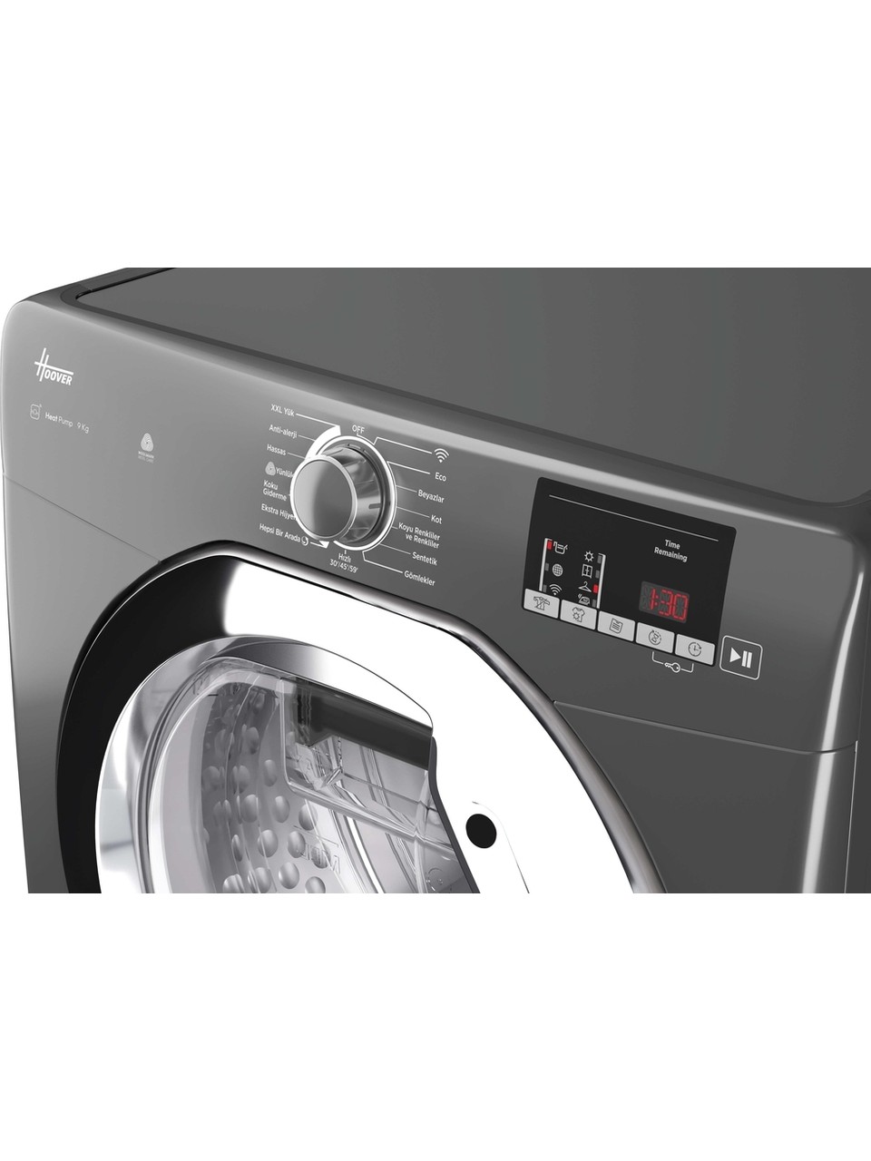resimler/genel/Hoover HLE H9A2DCER-17 9 kg Wi-Fi + Bluetooth Bağlantılı Isı Pompalı Kurutma Makinesi