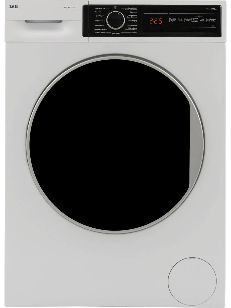 SEG Scm 12M12 Inv SEG 12 Kg 1200 Devir Inverter Buharlı Yıkama Özellikli Çamaşır Makinesi