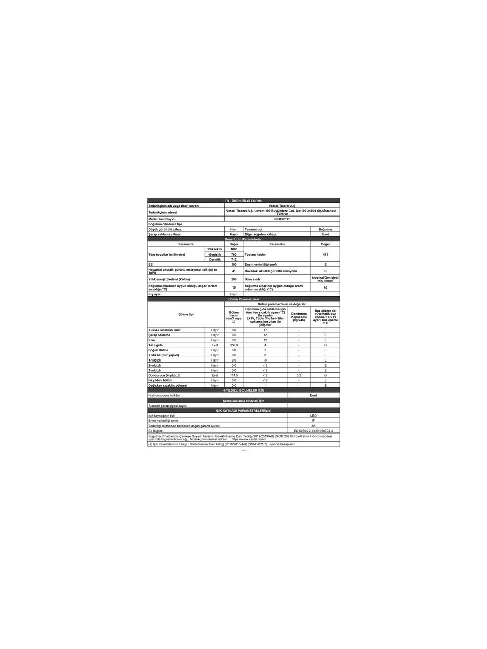 resimler/genel/Vestel NFK52011 471 Lt No-Frost Buzdolabı