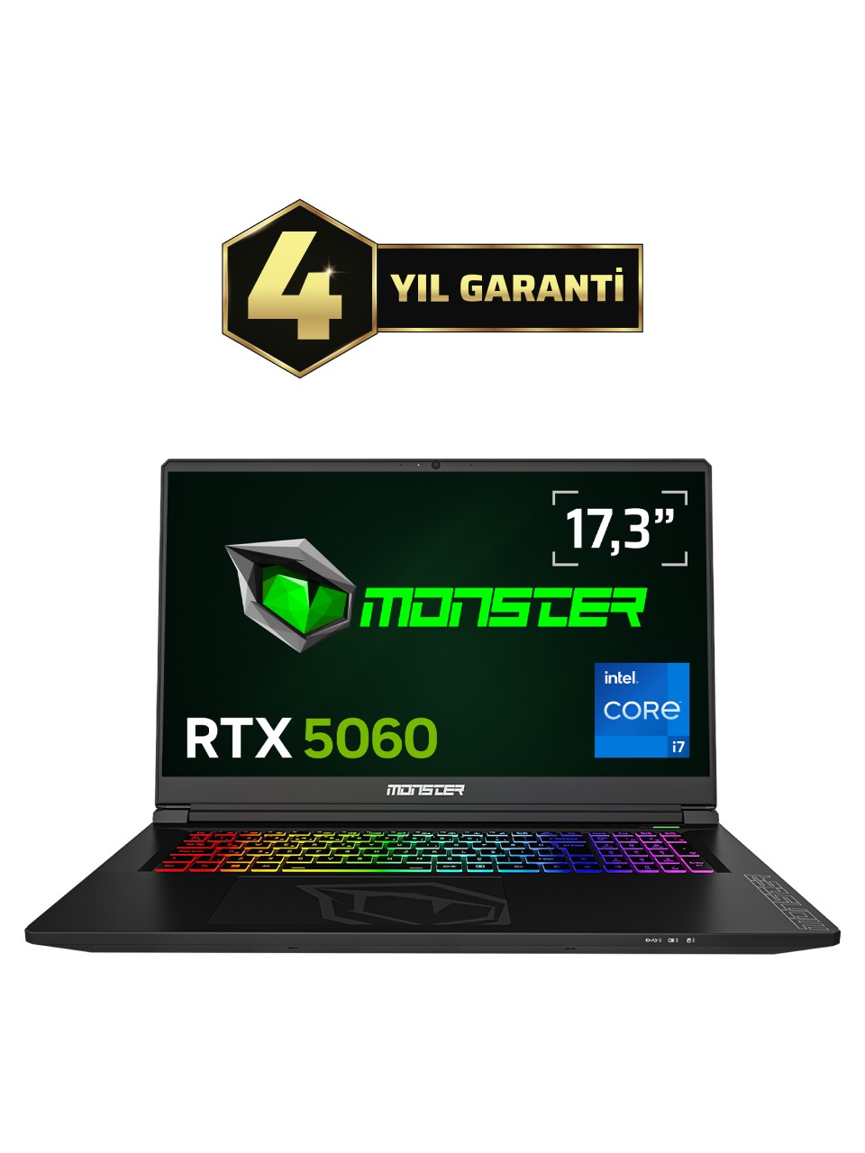Monster Tulpar T7 V26.2.2 Intel Core I7 13620H 32 GB Ram 1 Tb SSD 8 GB Rtx 5060 Freedos 17,3