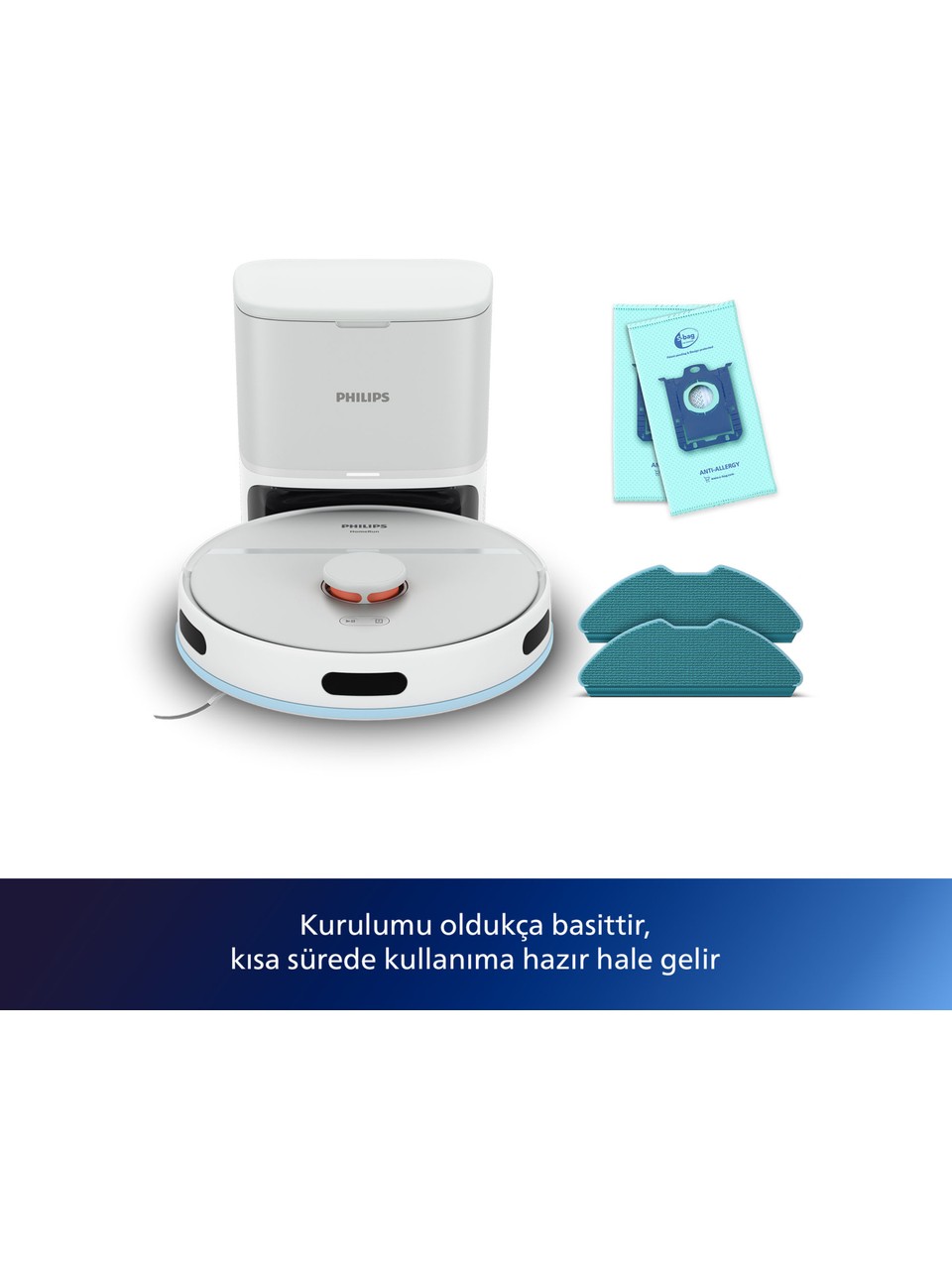 Philips XU210020 2000 Serisi Islak Kuru Moplu İstasyonlu Robot Süpürge, HomeRun Uygulaması, LDS Radar Navigasyon, Beyaz