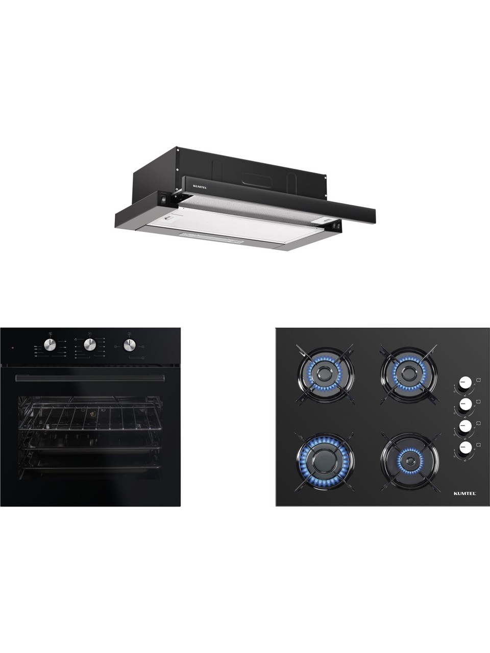 resimler/genel/Kumtel Siyah Aspiratörlü Dizayn Ankastre Set (B66-S2 (MT) + KO-40TAHDF + DS6-905S)