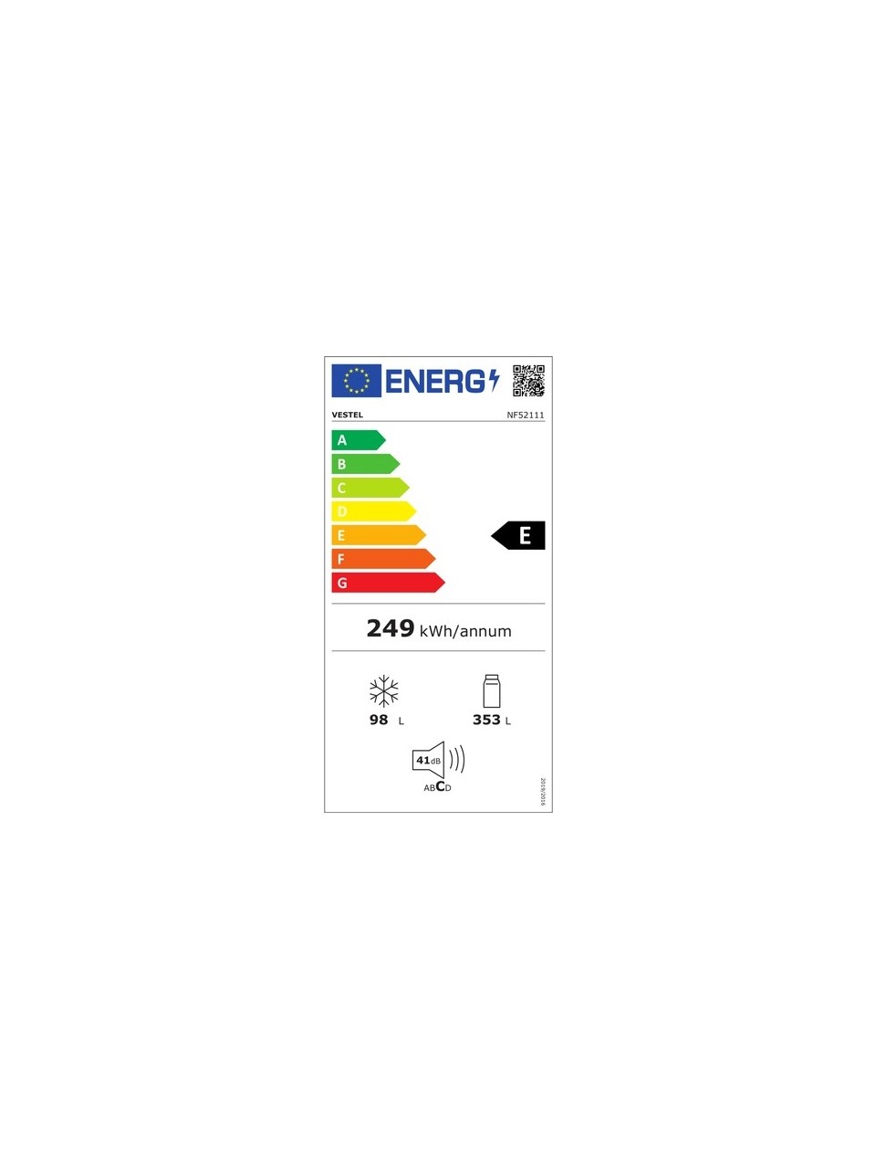 resimler/genel/Vestel NF52111 451 Lt E Enerji Sınıfı No-Frost Buzdolabı