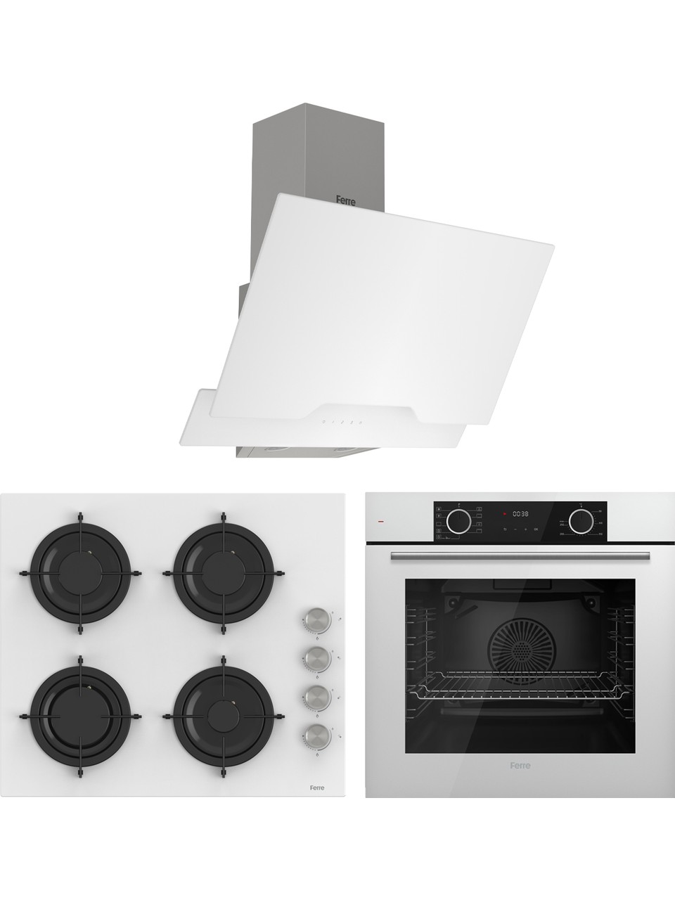 Ferre Fryart Cs Serisi Beyaz Ankastre Cam Set (D064 + CS206 + XE63CB)