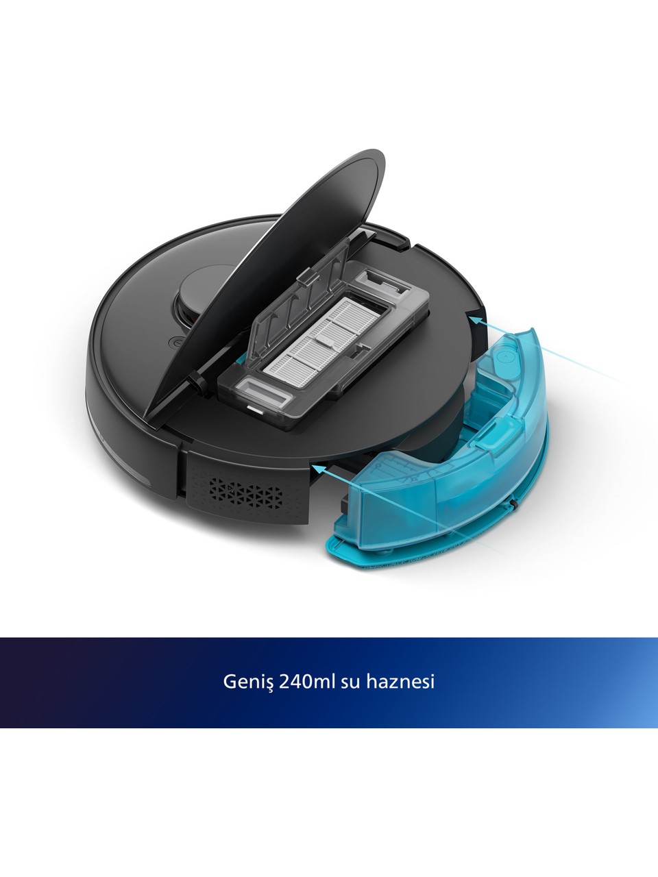 Philips XU700001 7000 Serisi HomeRun Aqua Islak Kuru Robot Süpürge, Sarj istasyonlu, Koyu Siyah ve Altın Sarısı