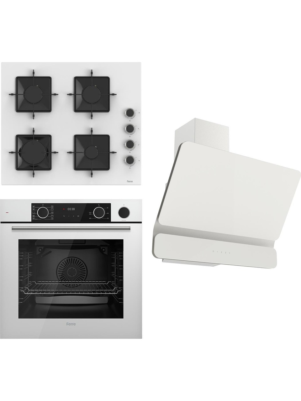 Ferre Steamart Ss Serisi Beyaz Set (SS206 + XE64CB +D081 ) - Kare Emaye Izgara