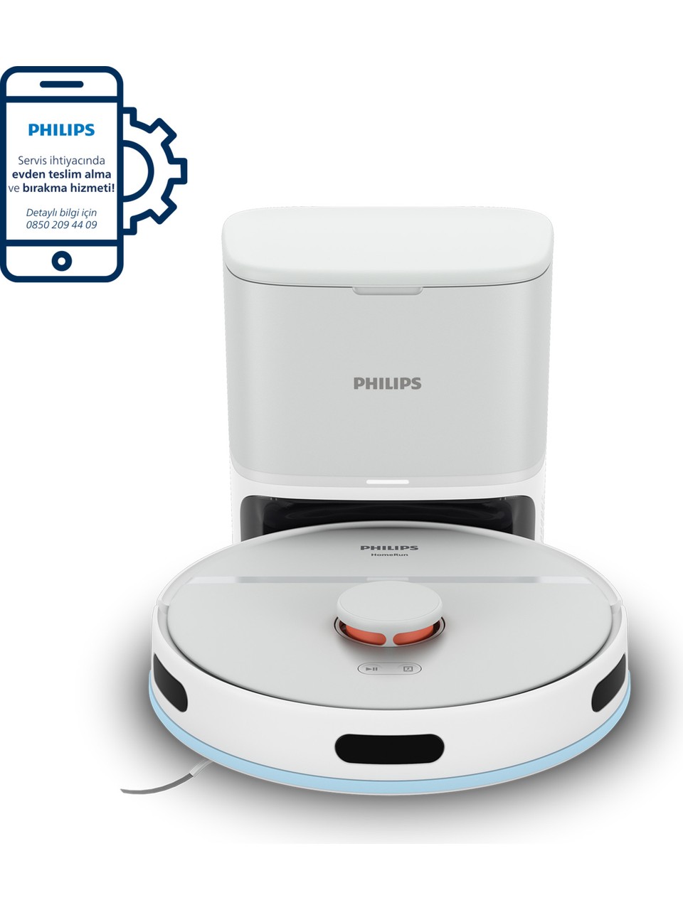 Philips XU210020 2000 Serisi Islak Kuru Moplu İstasyonlu Robot Süpürge, HomeRun Uygulaması, LDS Radar Navigasyon, Beyaz