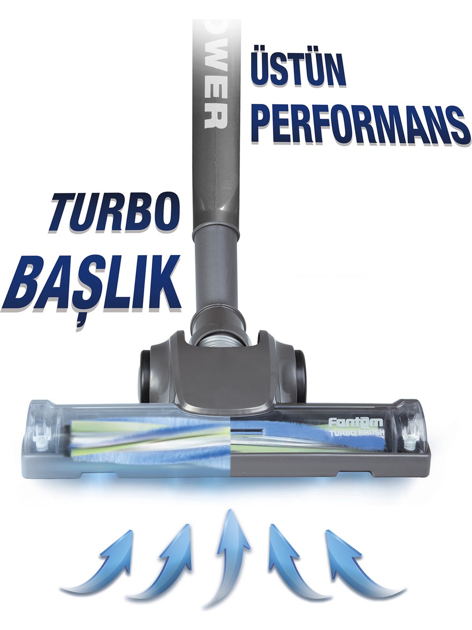 Fantom Pratic Aır Power P 1250 Antrasit Torbasız Dönebilen Turbo Başlıklı Dikey Süpürge