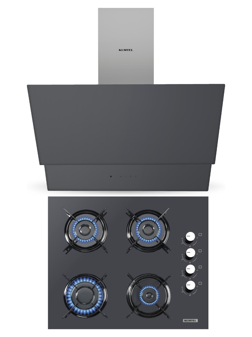 Kumtel Antrasit 2'li Ankastre Cam Set (DA6-835 + KO-40TAHDF)