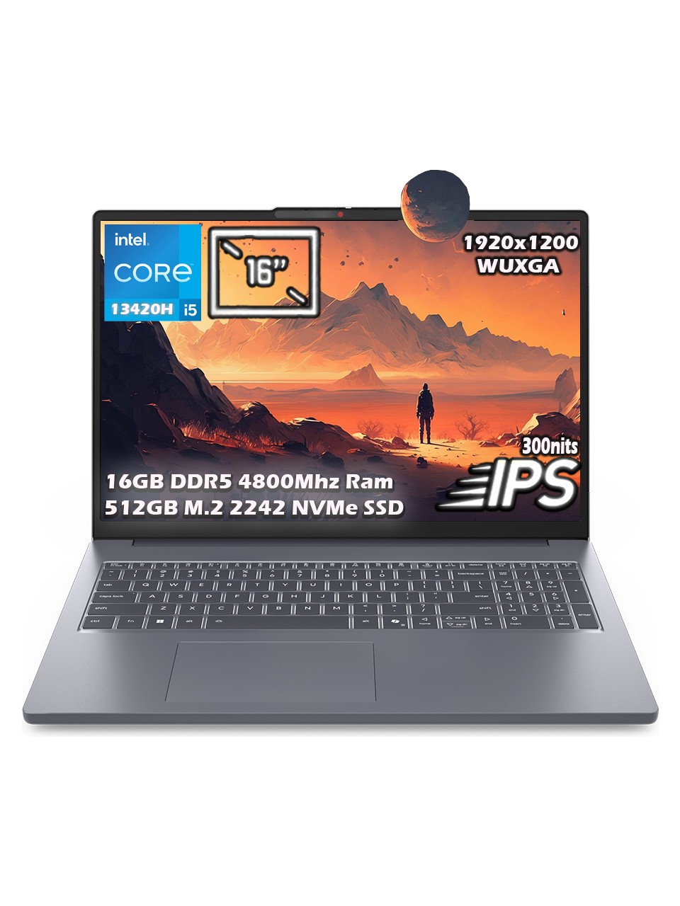 Lenovo Ideapad Slim 3 16IRH10 Intel Core i5 13420H 16GB Ddr5 Ram 512 GB SSD 16'' WUXGA IPS Panel Freedos Taşınabilir Bilgisayar