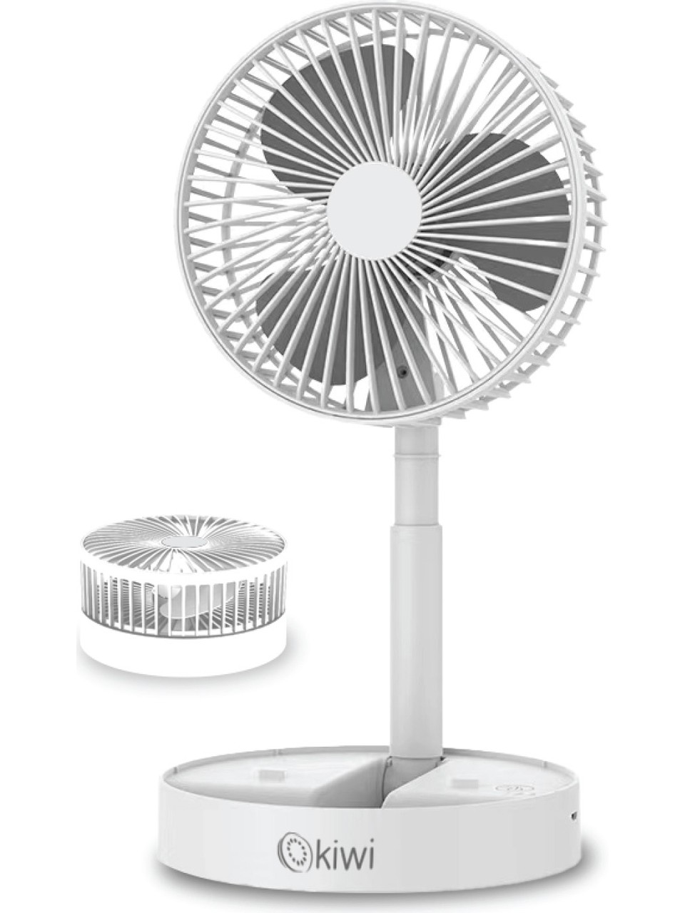 Kiwi KFAN-7608 Şarjlı Beyaz Ayarlanılabilir Mini Fan Masa Üstü Vantilatörü USB Soğutucu Sessiz El Fanı