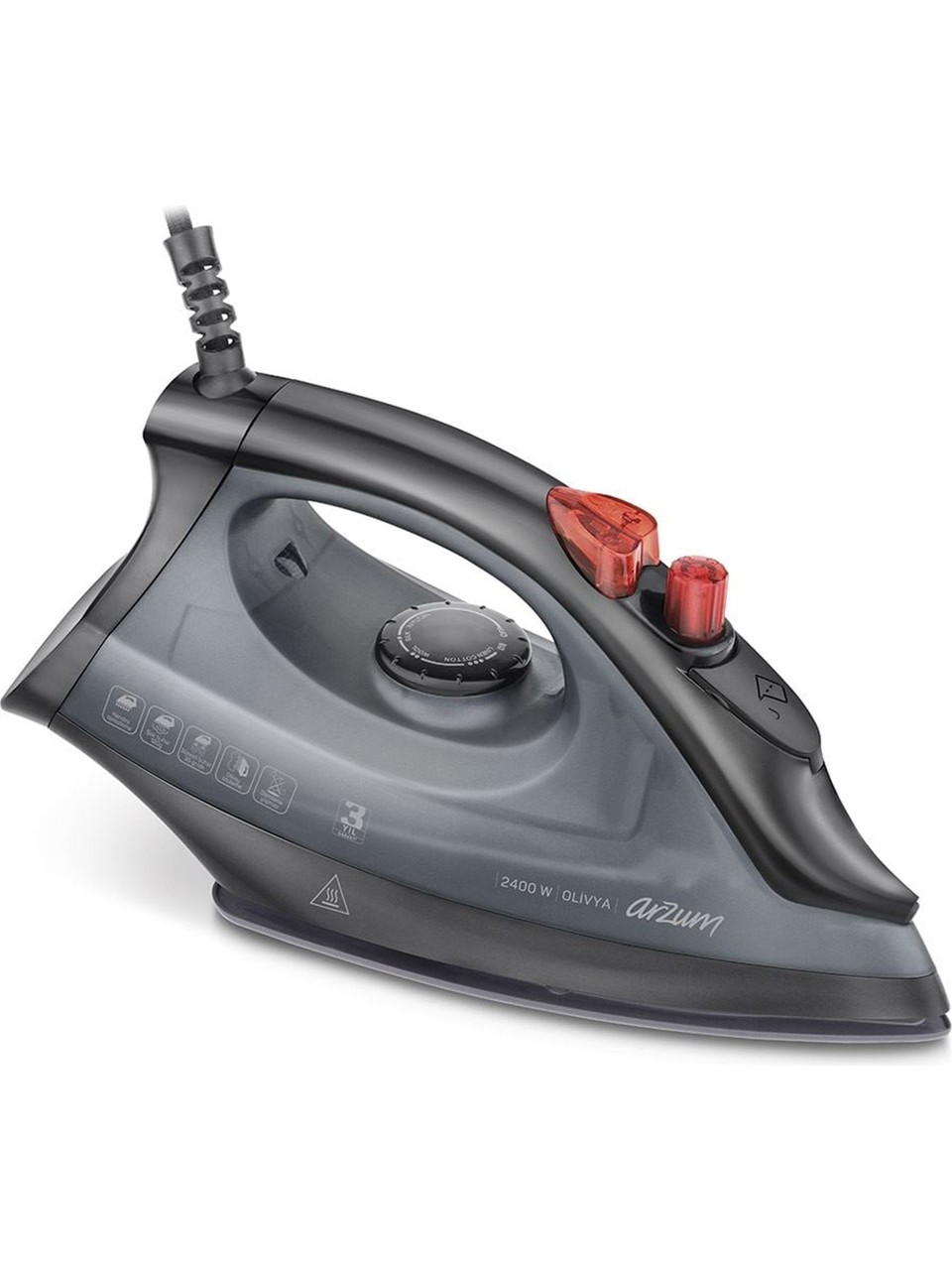 Arzum AR684 Olivya Buharlı Ütü - Siyah - 2400 Watt