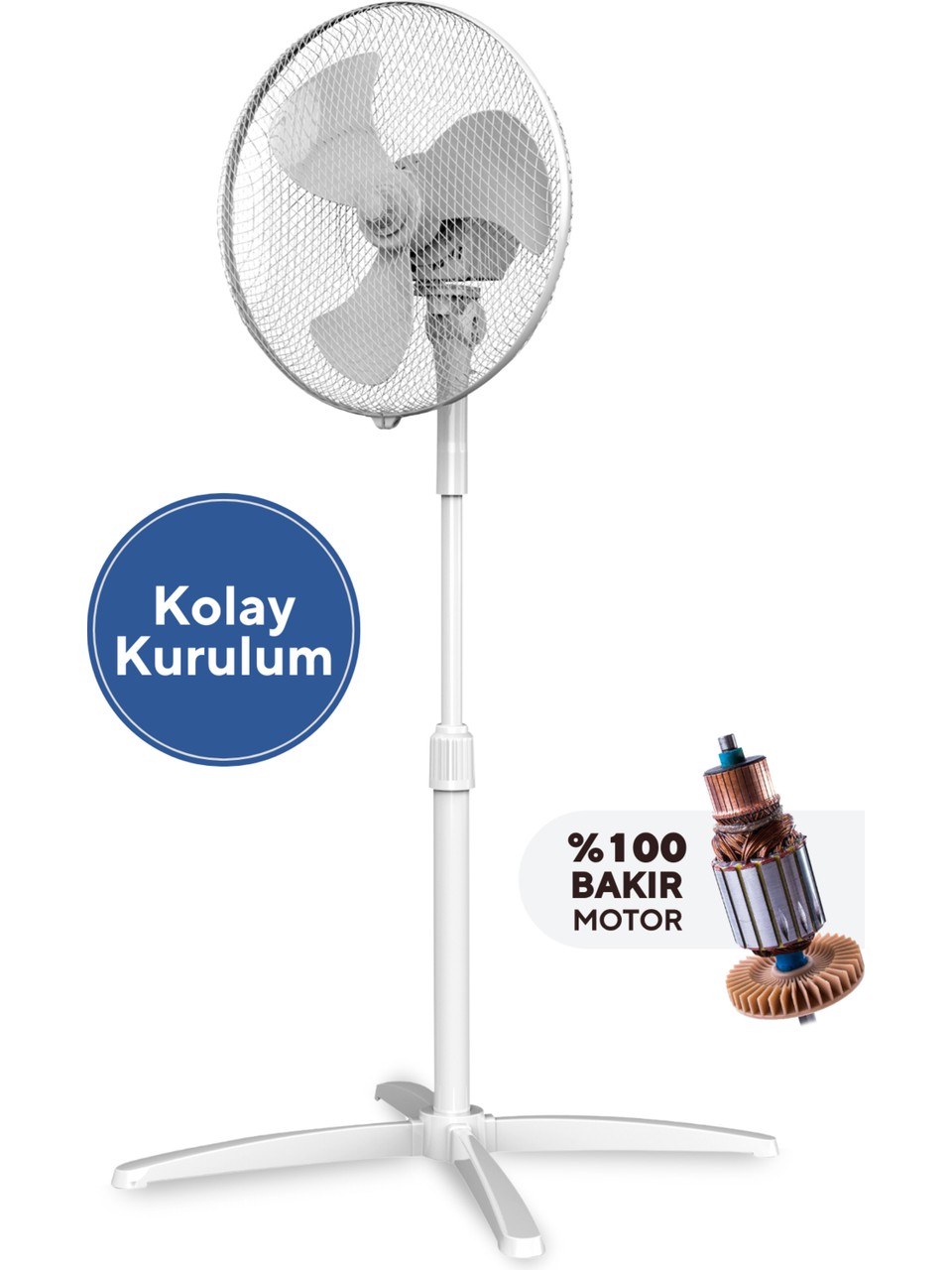 Kumtel KTF-290 Beyaz Vantilatör 16'' (3p)